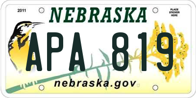 NE license plate APA819