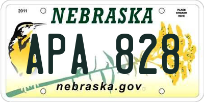 NE license plate APA828