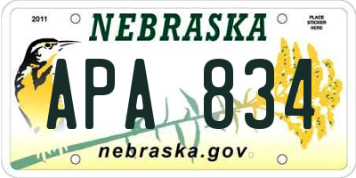 NE license plate APA834