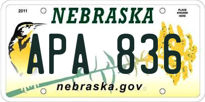 NE license plate APA836