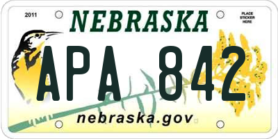 NE license plate APA842