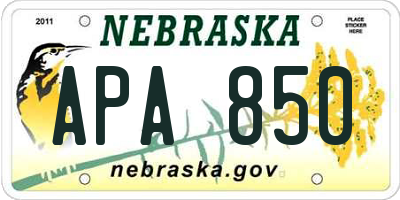 NE license plate APA850