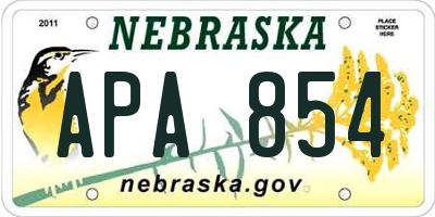 NE license plate APA854