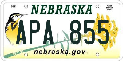 NE license plate APA855