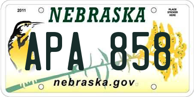 NE license plate APA858