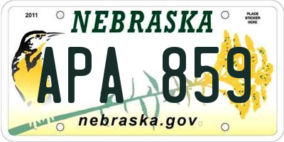 NE license plate APA859