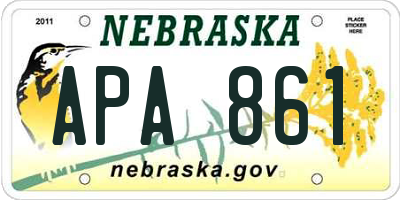 NE license plate APA861