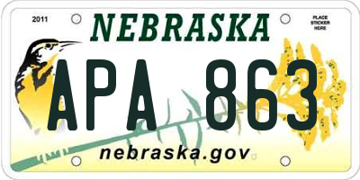 NE license plate APA863
