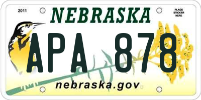 NE license plate APA878