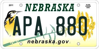 NE license plate APA880