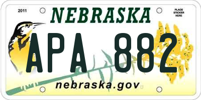 NE license plate APA882