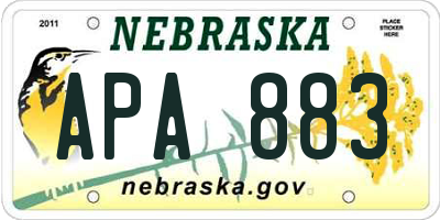 NE license plate APA883
