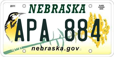 NE license plate APA884