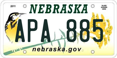 NE license plate APA885