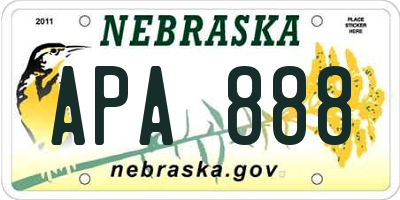 NE license plate APA888