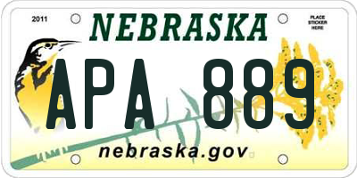 NE license plate APA889