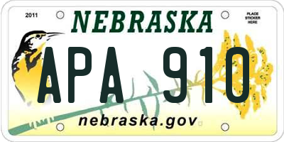 NE license plate APA910