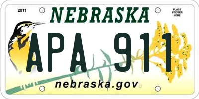 NE license plate APA911