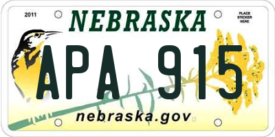 NE license plate APA915