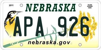 NE license plate APA926