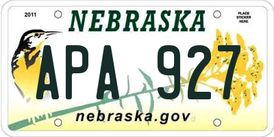 NE license plate APA927