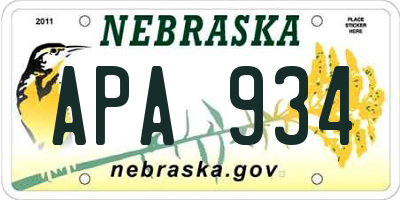 NE license plate APA934