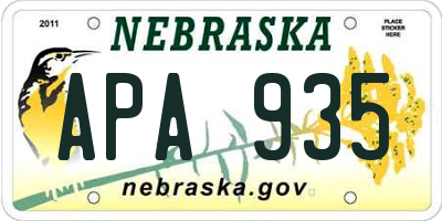 NE license plate APA935