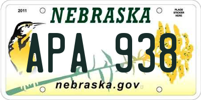 NE license plate APA938