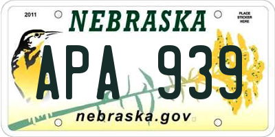 NE license plate APA939