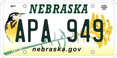 NE license plate APA949