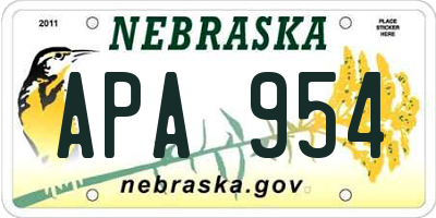 NE license plate APA954