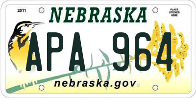 NE license plate APA964