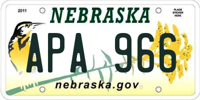 NE license plate APA966