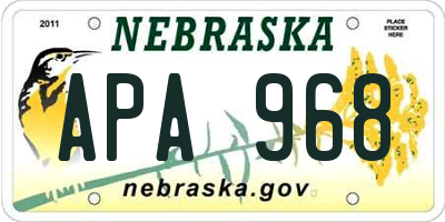 NE license plate APA968