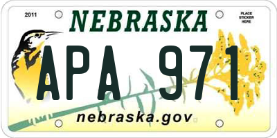 NE license plate APA971