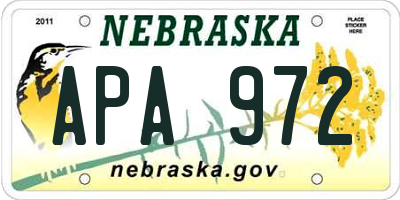 NE license plate APA972
