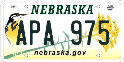 NE license plate APA975