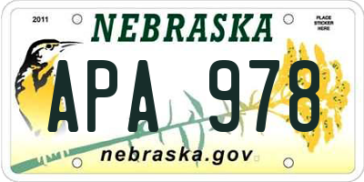 NE license plate APA978