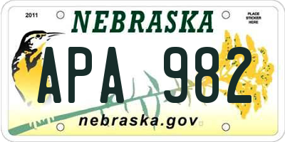 NE license plate APA982