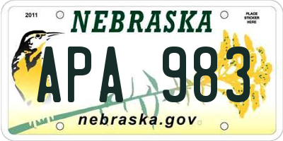 NE license plate APA983
