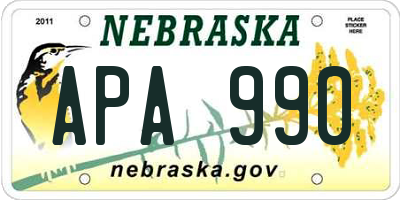 NE license plate APA990
