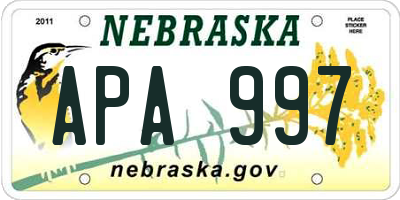 NE license plate APA997