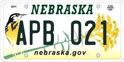 NE license plate APB021