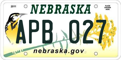 NE license plate APB027