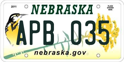 NE license plate APB035
