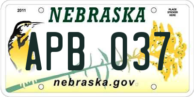 NE license plate APB037
