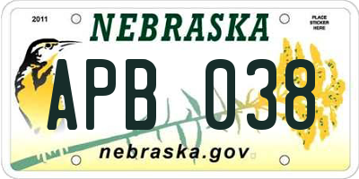 NE license plate APB038