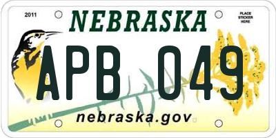 NE license plate APB049