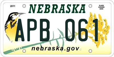 NE license plate APB061