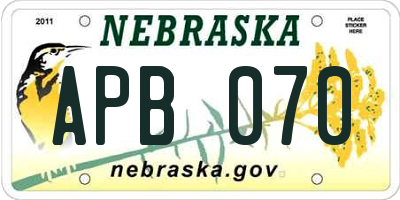NE license plate APB070